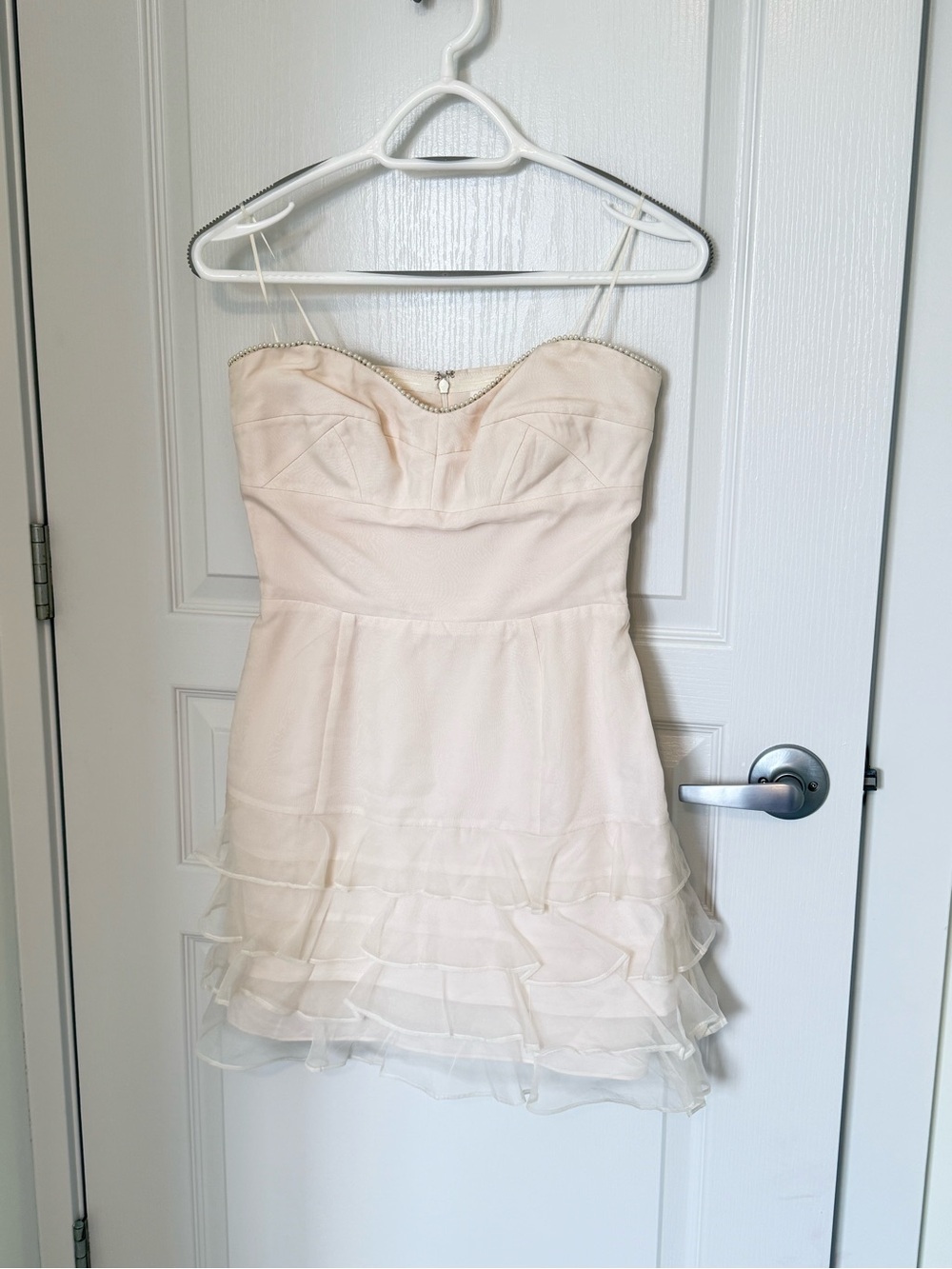 Strapless Cream Ruffle Amanda Uprichard Dress